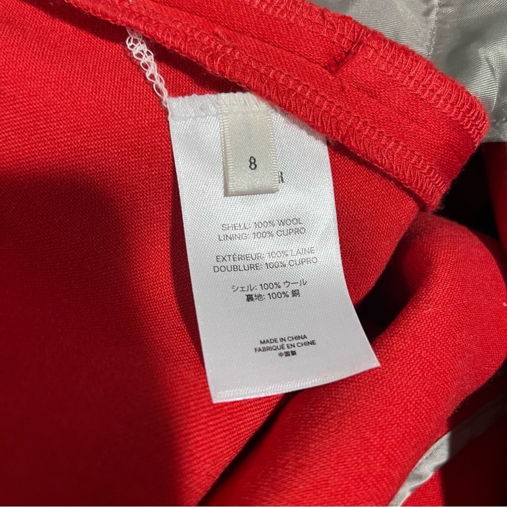 Interior The Clement Trousers Red Wide Leg Ankle Pants Size 8 Wool - Picture 8 of 10